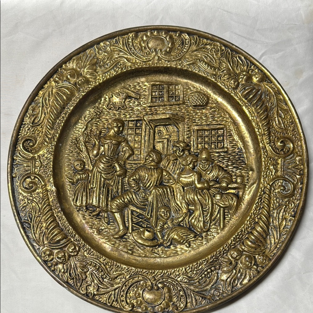 Brass  Ornate Plate with Intricate Design
